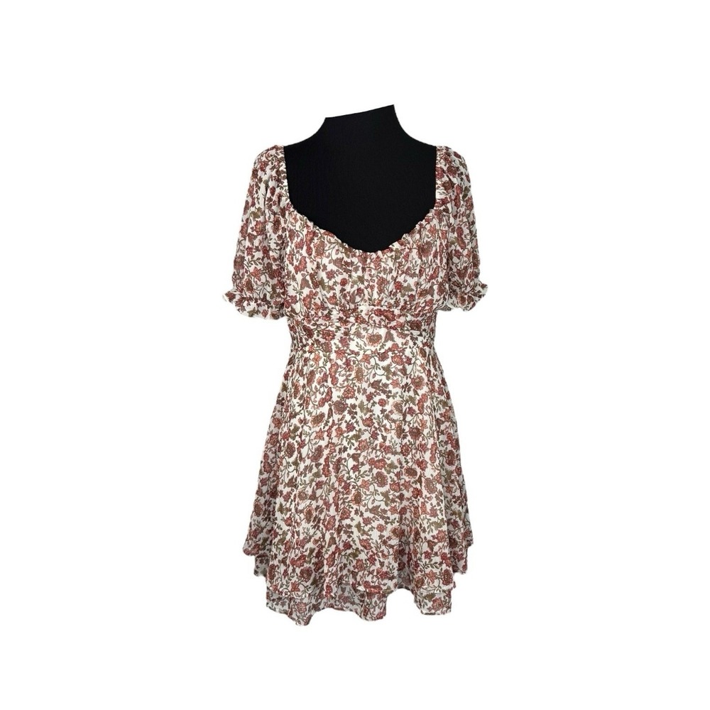 Floral Babydoll Milkmaid Coquette Mini Dress Sz XL Flowy Coquette Flirty NWT